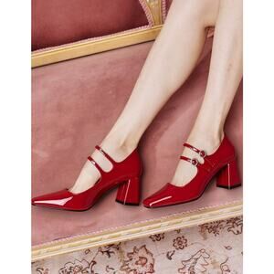 Al. MSRP $50 NWB NEWBELLA VIBRANT RED PATENT DOUBLE STRAP MARY JANES ♡SIZE 8♡